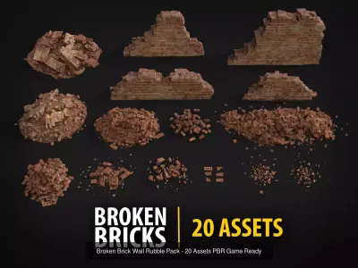 Broken Rubble Collection - Concrete Brick Debris Packs 