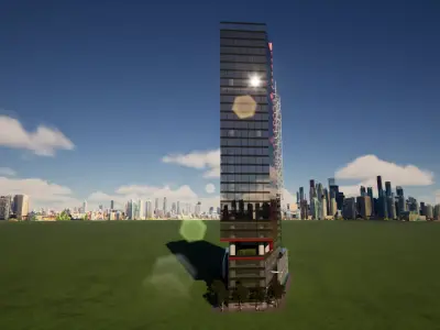 Mixed Use Skyscraper 32 story with helipad Low-poly 3D model
