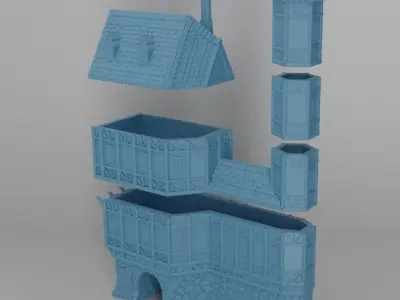 Big Medieval House  Tabletop Terrain 25 mm 3D print model
