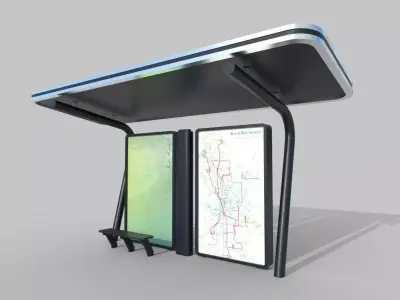 Bus Shelter 06 Low-poly 3D model