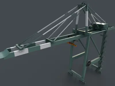 PBR Quayside Container Crane V2 - Green Light Low-poly 3D model