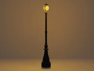 Lantern in the park with light PBR Game-ready Low-poly 3D model get