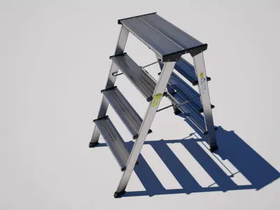  Industrial Metal Folding Stepladder Low-poly 3D model
