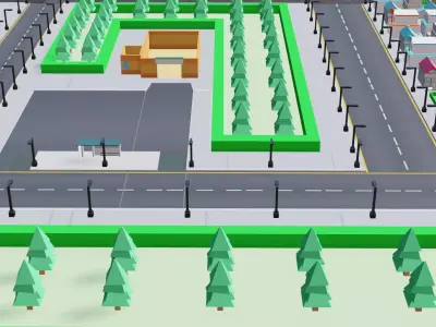 Low poly game environment Free low-poly 3D model