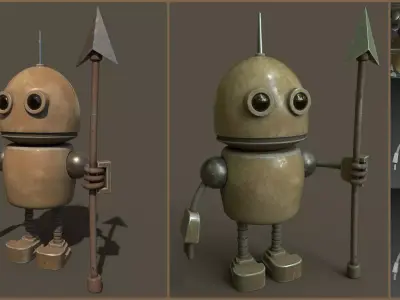 Stylized Robot Guard Low-poly 3D model