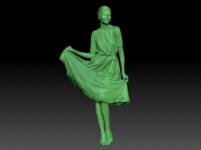 Pretty woman in a light summer dress 194 Low-poly 3D model