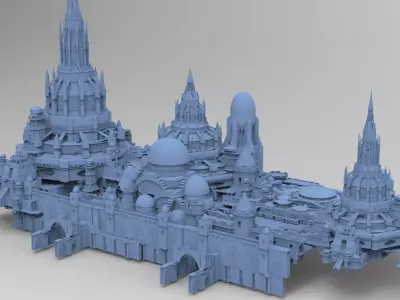 Gondorian castle inspired fort gate 3D model