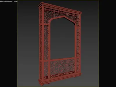 Mashrabiya 3 wooden frame with intricate design 3D model