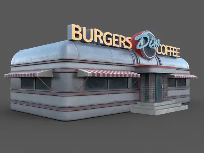 Vintage Diner Worn Game Ready Low-poly 3D model