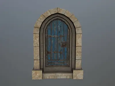 Medieval  Door Low-poly 3D model