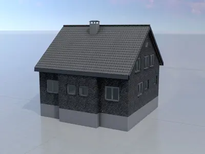 Modern single-family house version 3 L Low-poly 3D model