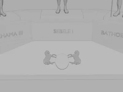 Three chiefs statues Low-poly 3D model