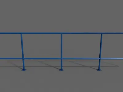 PBR Pedestrian Guard Rail Blue V5 Low-poly 3D model