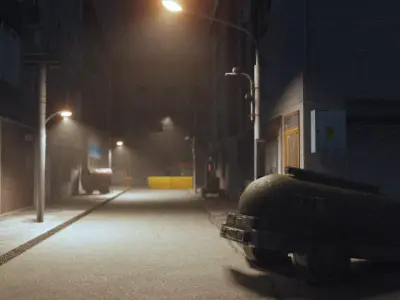 Post Apocalyptic Street Low-poly 3D model