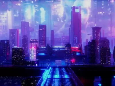 Cyberpunk city cool futuristic 3D model 3D model