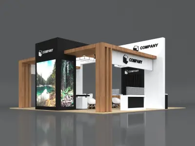 Exhibition Stand Booth Stall 10x10m Height 500cm 4 Side Open 3D model purchase