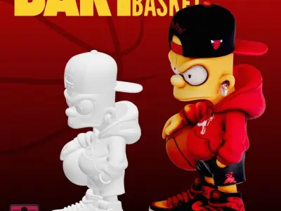 Baller Bart STL File Chibi Basketball Kid Street Model 3D print model