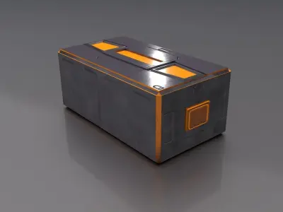 Sci Fi container box Low-poly 3D model