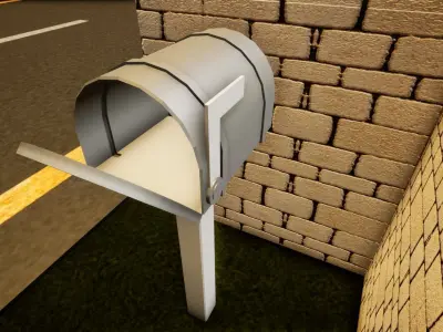 Mailbox low poly wooden pole Free low-poly 3D model