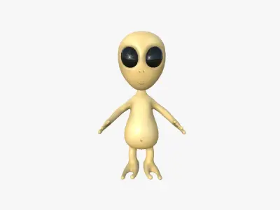 Cute Alien A04 Beige Black - Simple - Character Design Low-poly 3D model