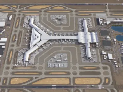 Doha - Hamad 3D Airport Low-poly 3D model