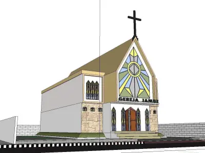 Architecture-Religion-God-Culture-Temple-0134 church with cross 3D model