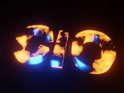Customizable Sci-fi Animated Flaming Text Low-poly 3D model
