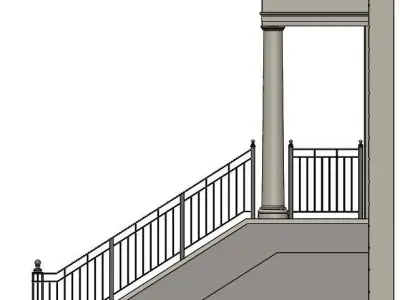 House Entrance with Balustrade 3D model