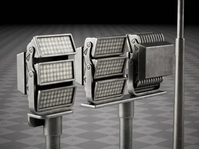 Lamp Street Light Poles and Spotlights Low-poly 3D model