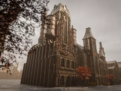 STEAMPUNK INDUSTRIAL BUILDING DEMO SCENE FILE WITH ALL THE ASSET Low-poly 3D model