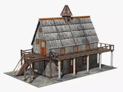 Two Floor Stone House 3D model