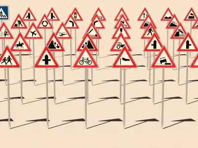 115 Traffic Signs Low-poly 3D model