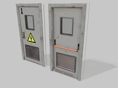 Laboratory door grey Low-poly 3D model
