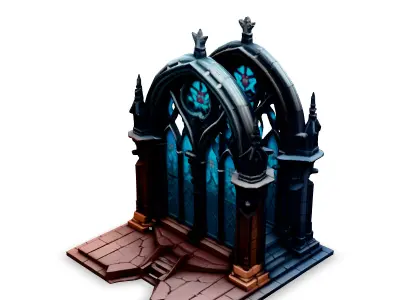 Gothic Arch Window Stained Glass Low-poly 3D model