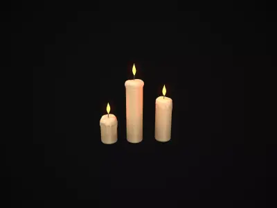 Melted Candles Set Low-poly 3D model