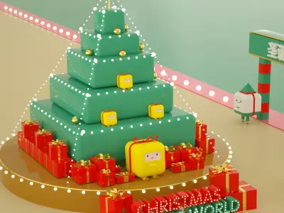 Christmas at the mall Cartoon Christmas  3D model