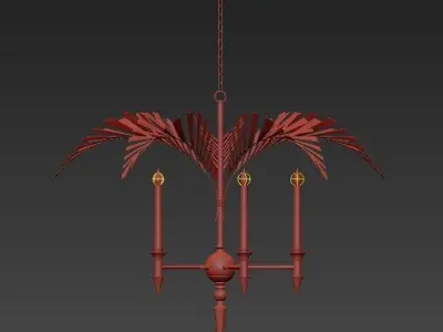 Palm Frond 5 Light Chandelier 3D model