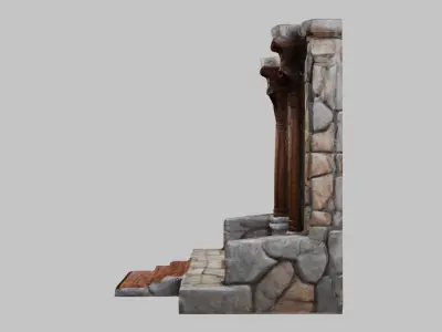 MEdieval Door Wall entrance modular Game Asset Low-poly 3D model