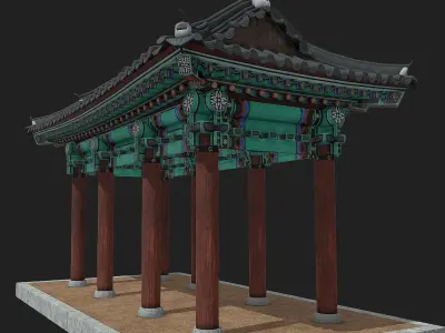 Korean Traditional Hanok WatchTower Low-poly 3D model