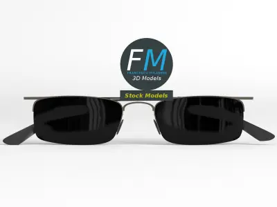 Sunglasses half rim square 3D model