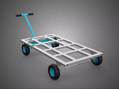 T-HANDLE SWIVEL STEERING FLATBED TROLLEY CART TRANSPORT PALLET 3D model