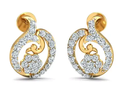 Light weight  Yellow Gold Diamond earring-P3 PSER-20 3D print model