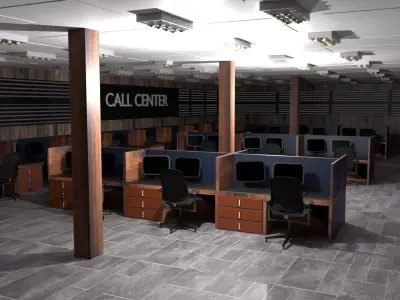 Call Center Interior Low-poly 3D model