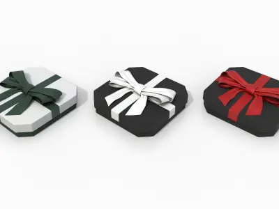  Gift Boxes - Flat Set with Fixed Ribbon Bow 