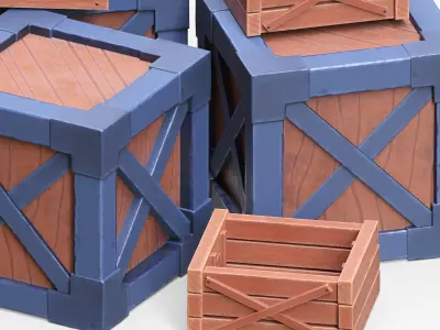 Stylized Wooden Boxes 3D model