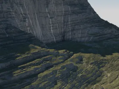 Landscape Coastal Waterfall Low-poly 3D model