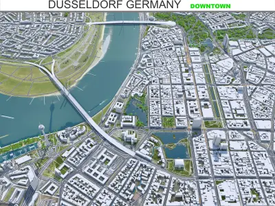 Dusseldorf Downtown Germany Low-poly 3D model