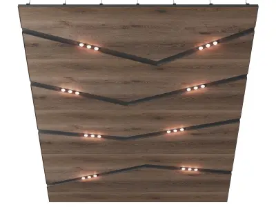 Wooden suspended ceiling with lighting 43 3D model
