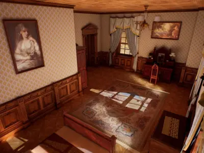 Victorian bedroom interior 3D model