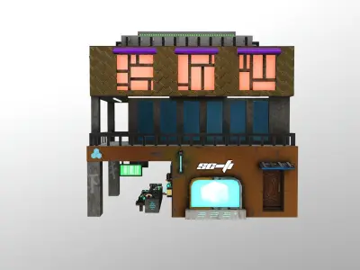 Cyberpunk City - Building 6 Low-poly 3D model